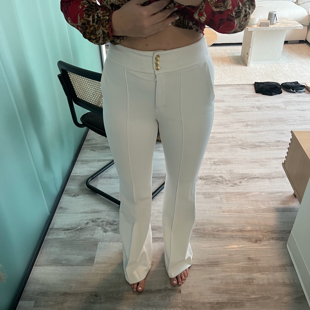 EXPRESS super high rise white flare pants